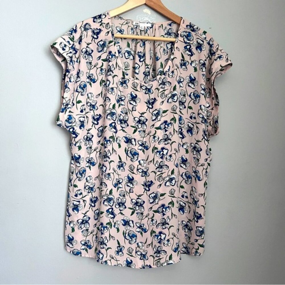 DR2 Floral Pink and Blue Blouse Size XL Like New Condition
